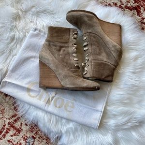CHLOE Laceup Wedge Ankle Boot